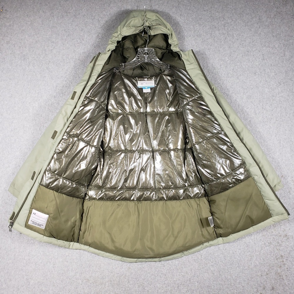 Columbia Girls M 10/12‎ Sage Green Omni-Heat Parka Gorpcore Winter Jacket Hooded - Picture 8 of 10
